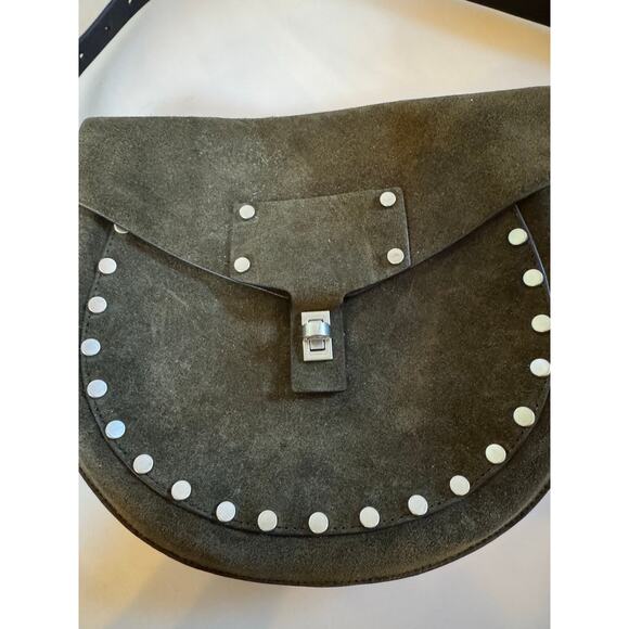 All Saints Miro Suede Saddle Bag Color: Olive Green (New) $329.00 retail - Picture 6 of 10